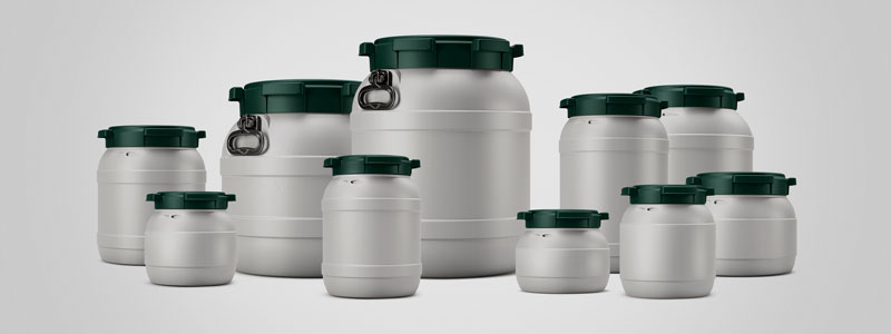 Screw lid drums made of recycled plastic